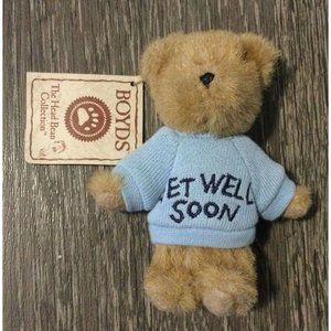RARE Boyds Bears Mini Get Well Soon Blue Sweater Message Bear with tag